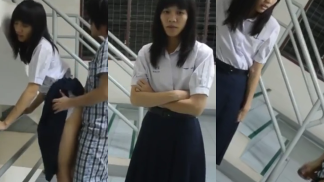 นักเรียนเย็ดคาชุด หลุดเย็ดนอกหอพักแฟนสาวน้ำแตกคาชุดนักเรียนสาวแฟนวัยรุ่นสาวไทย