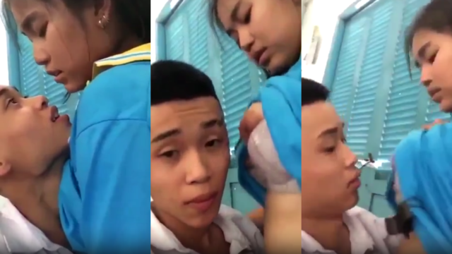 หลุดนักเรียน หลุดวัยรุ่นไทยแอบมาเย็ดหลังห้องโครตเด็ดนมใหญ่ขย่มคาชุด
